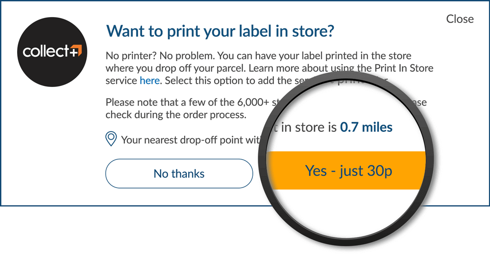 parcel courier no printer