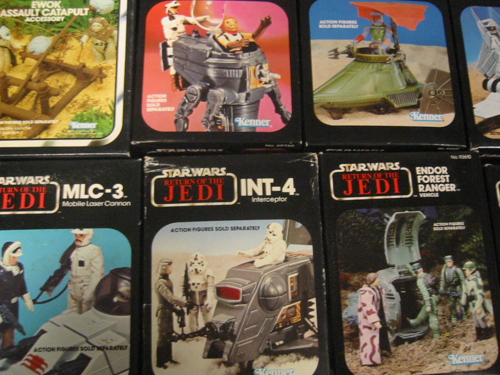 A collection of original Return of the Jedi toys and merchandise