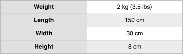 Table indicating height, width and weight of Jon Snow's sword Longclaw